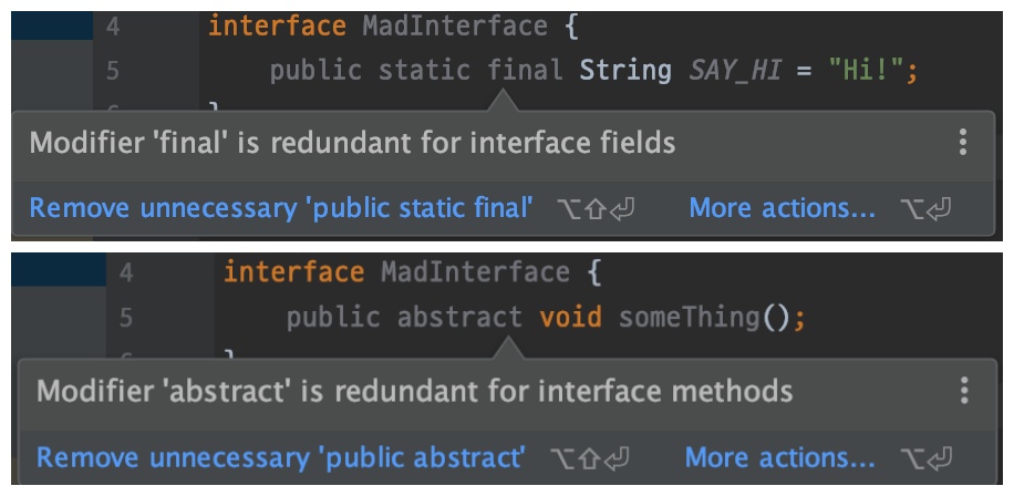 interface's method and variable