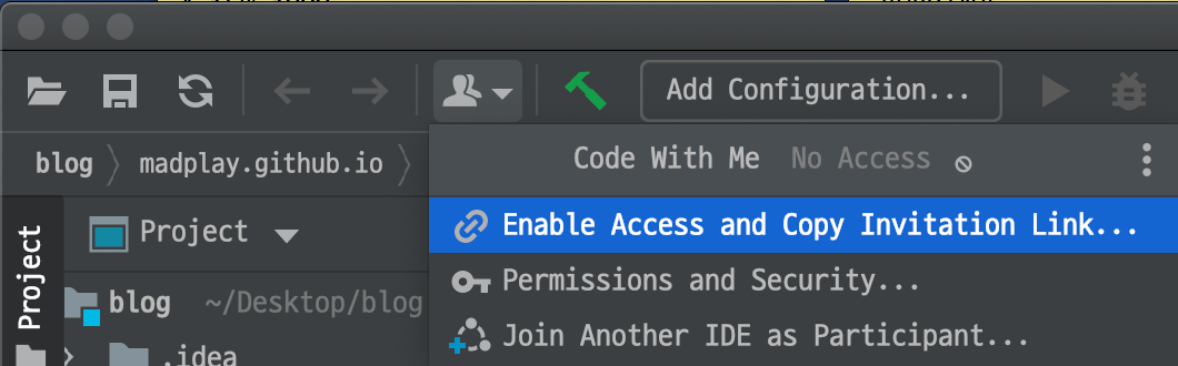 Code With Me Toolbar